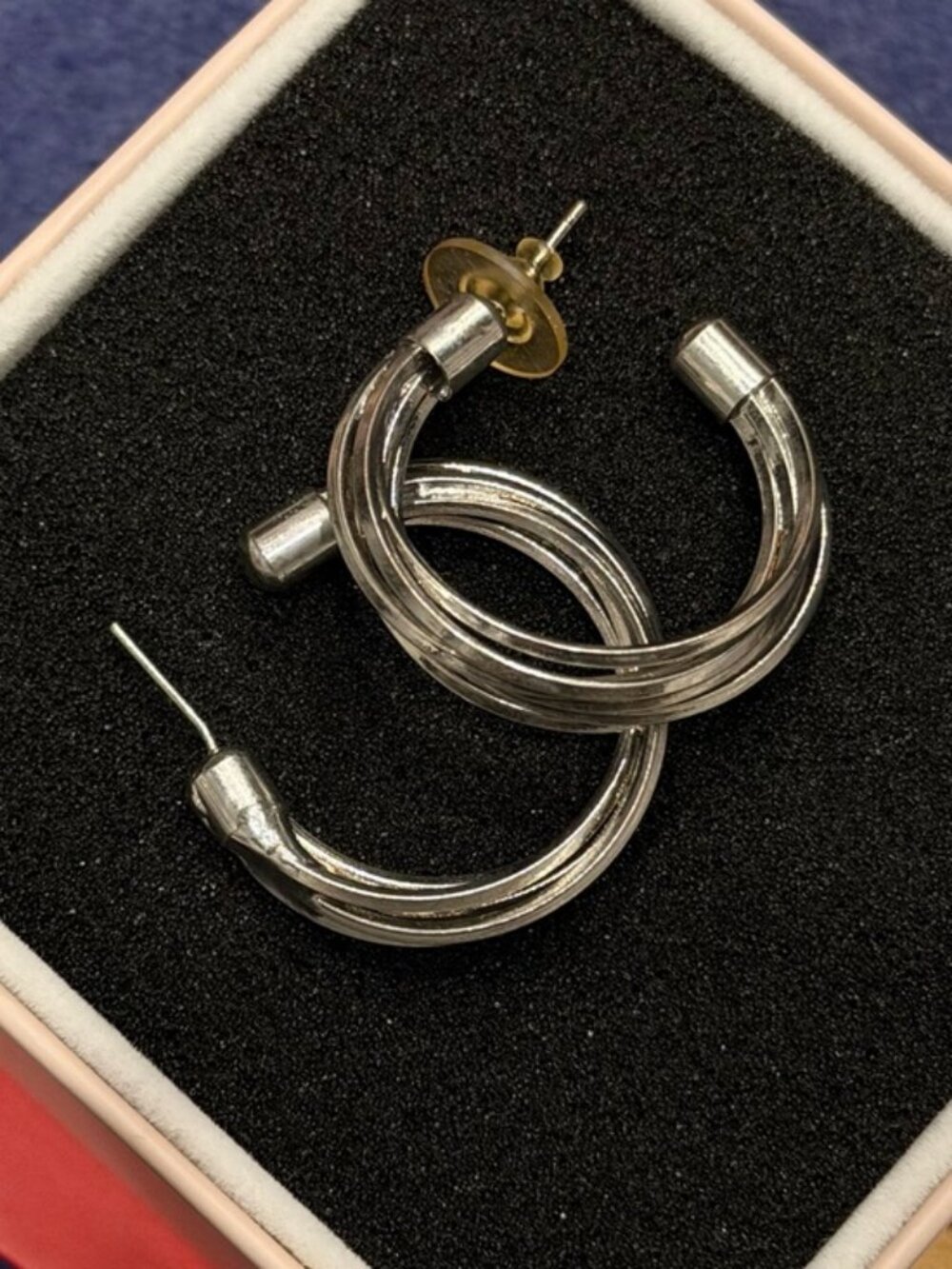 Silver Multi-Band Hoop Earrings